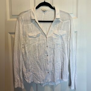 Lucky brand: linen/cotton white button down